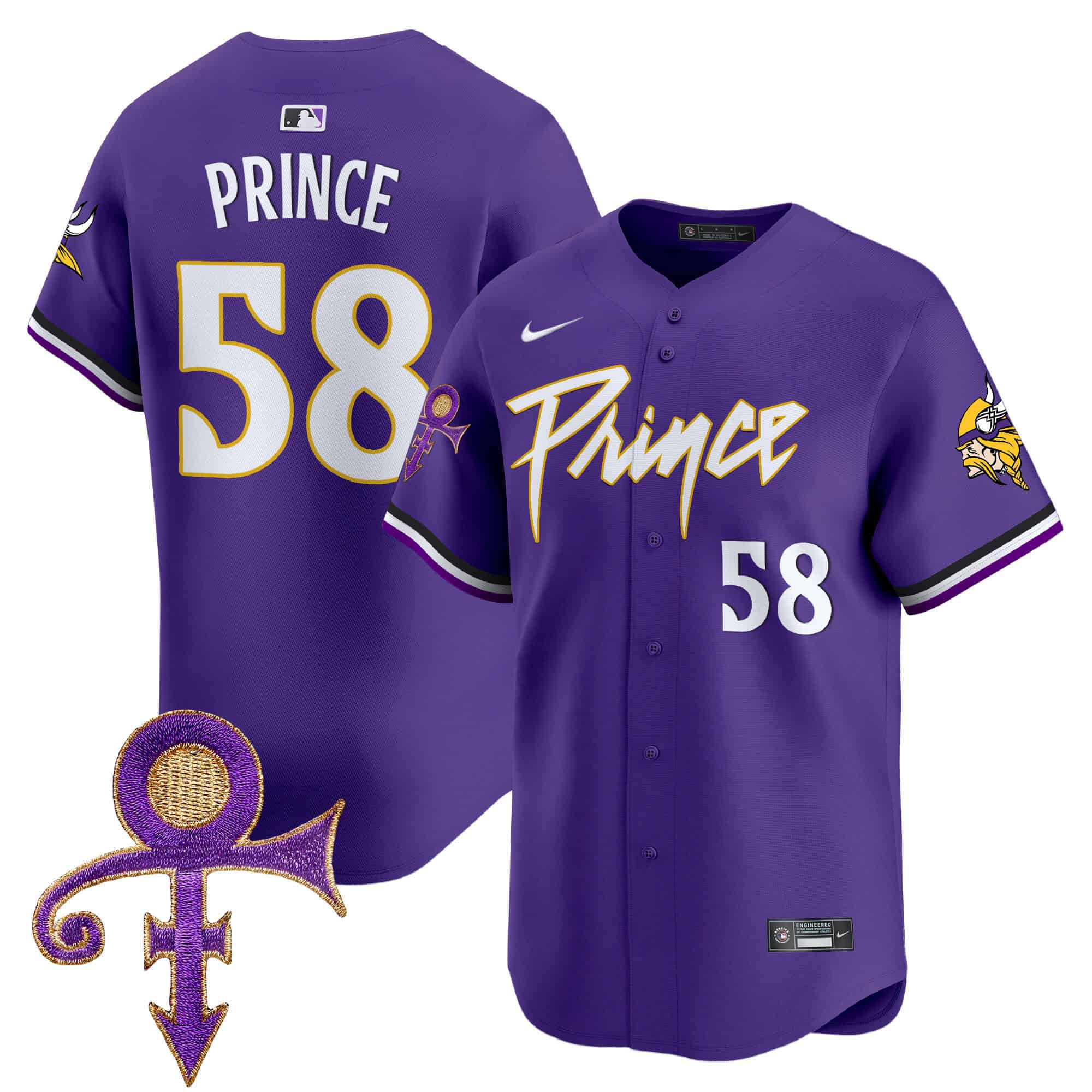 Men Minnesota Vikings #58 Prince Purple 2024 Nike Prince Patch Vapor Premier Limited NFL Jersey